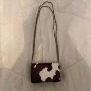 Burberry Cow Print Women's Leather Chain/shoulder Wallet Dark